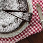 sliced low carb cherry brownie cake