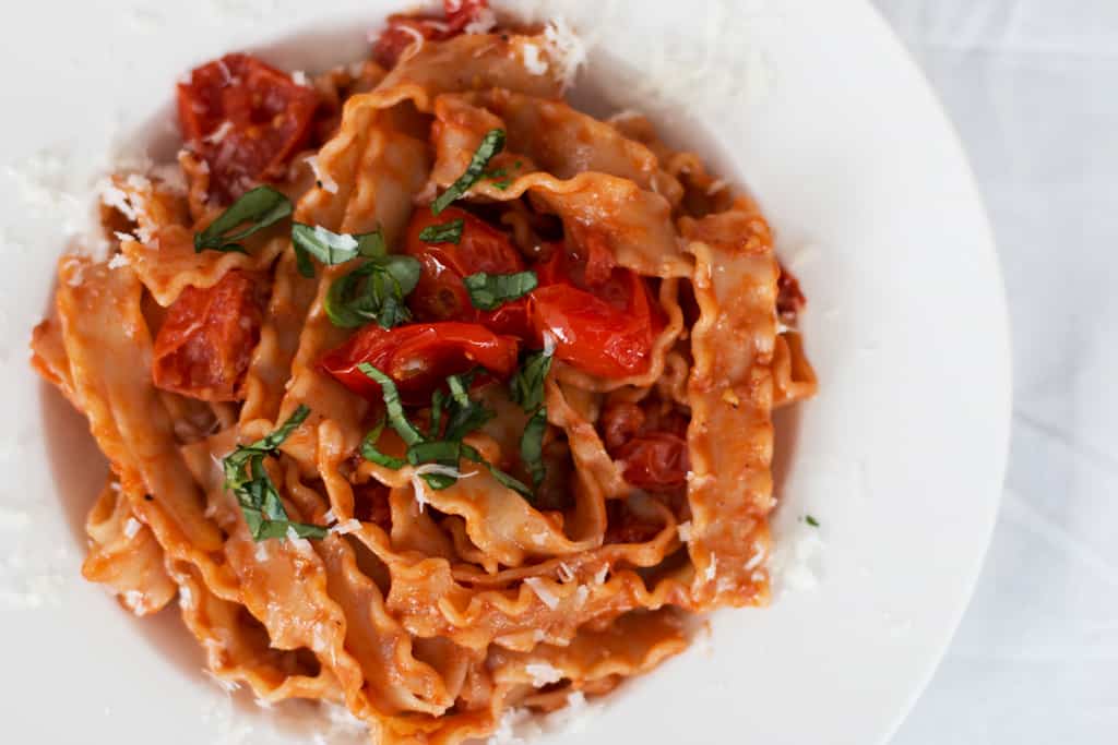 Mafaldine with Cherry Tomatoes and Pecorino Savory Nothings