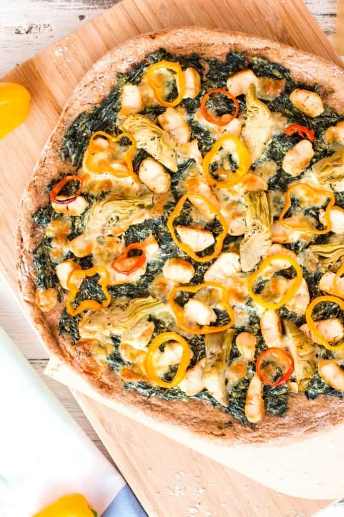 Spinach Artichoke Chicken Pizza Savory Nothings