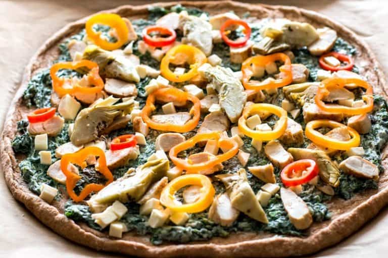 Spinach Artichoke Chicken Pizza Savory Nothings