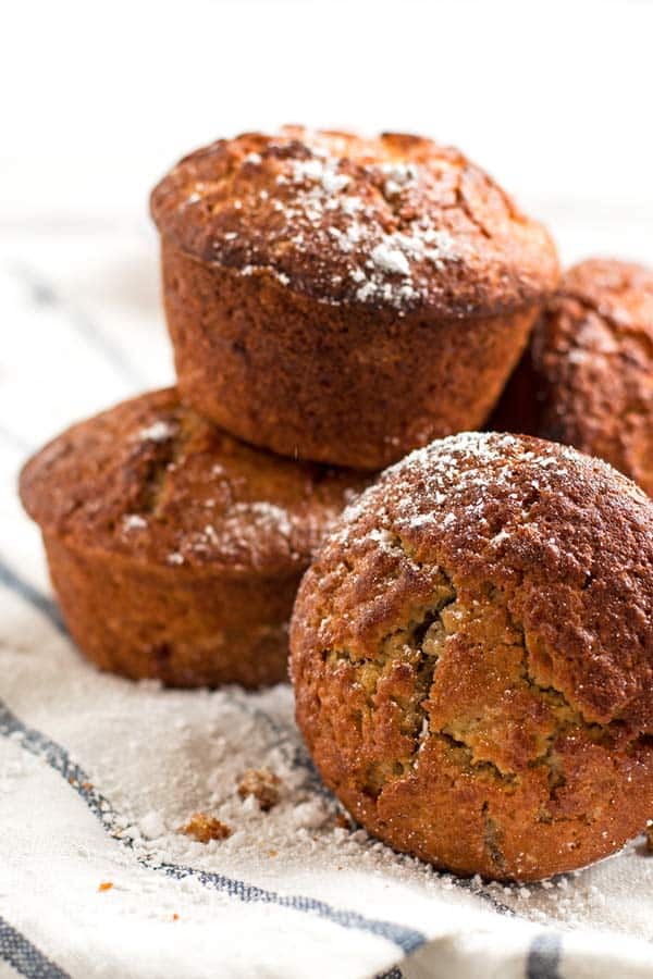 stack of cinnamon apple muffins