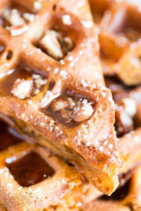 close up photo of a pumpkin spice waffle