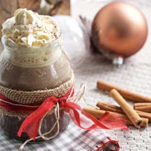 frontal view of gingerbread hot chocolate