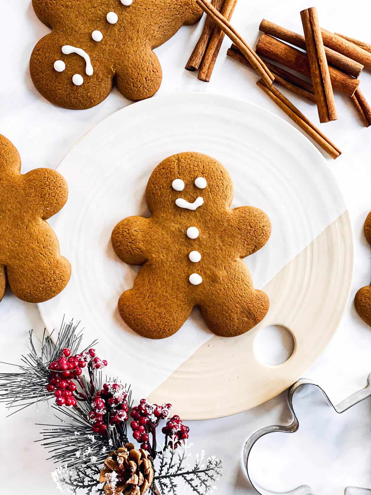 gingerbread man cookie on a platter