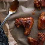 top down view on chili wings on parchment paper