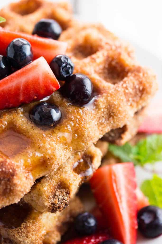 close up photo of french toast waffles