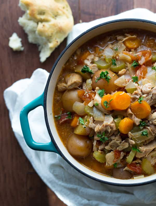 top down view on tuscan chicken stew