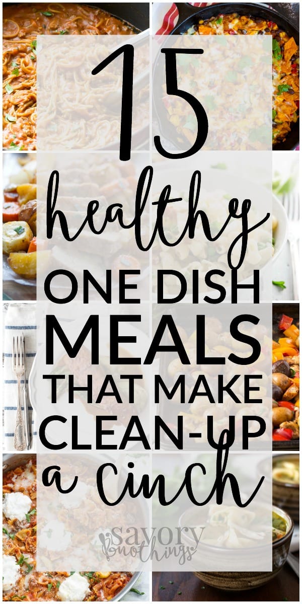 photo collage for healthy one dish meals with text overlay