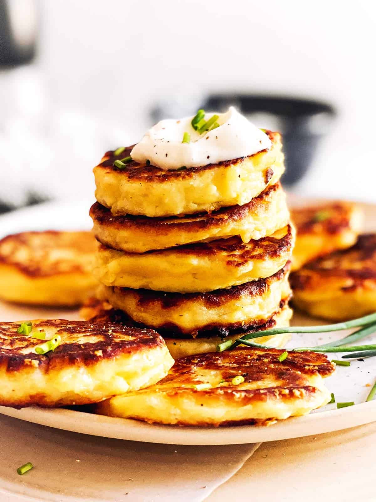 stack of potato pancakes on plate