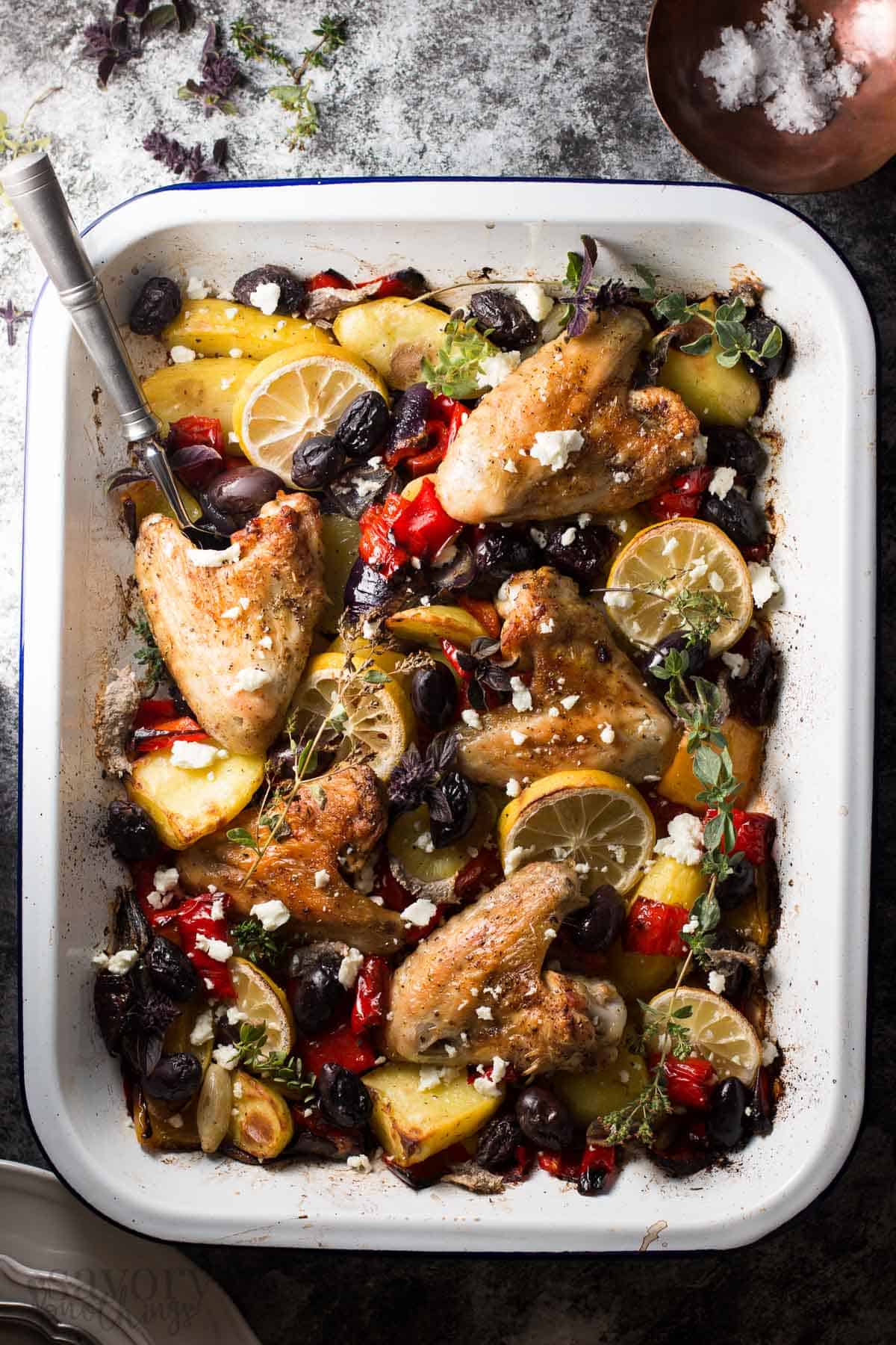 Easy Baked Chicken Dinner - Greek Lemon Chicken with Veggies