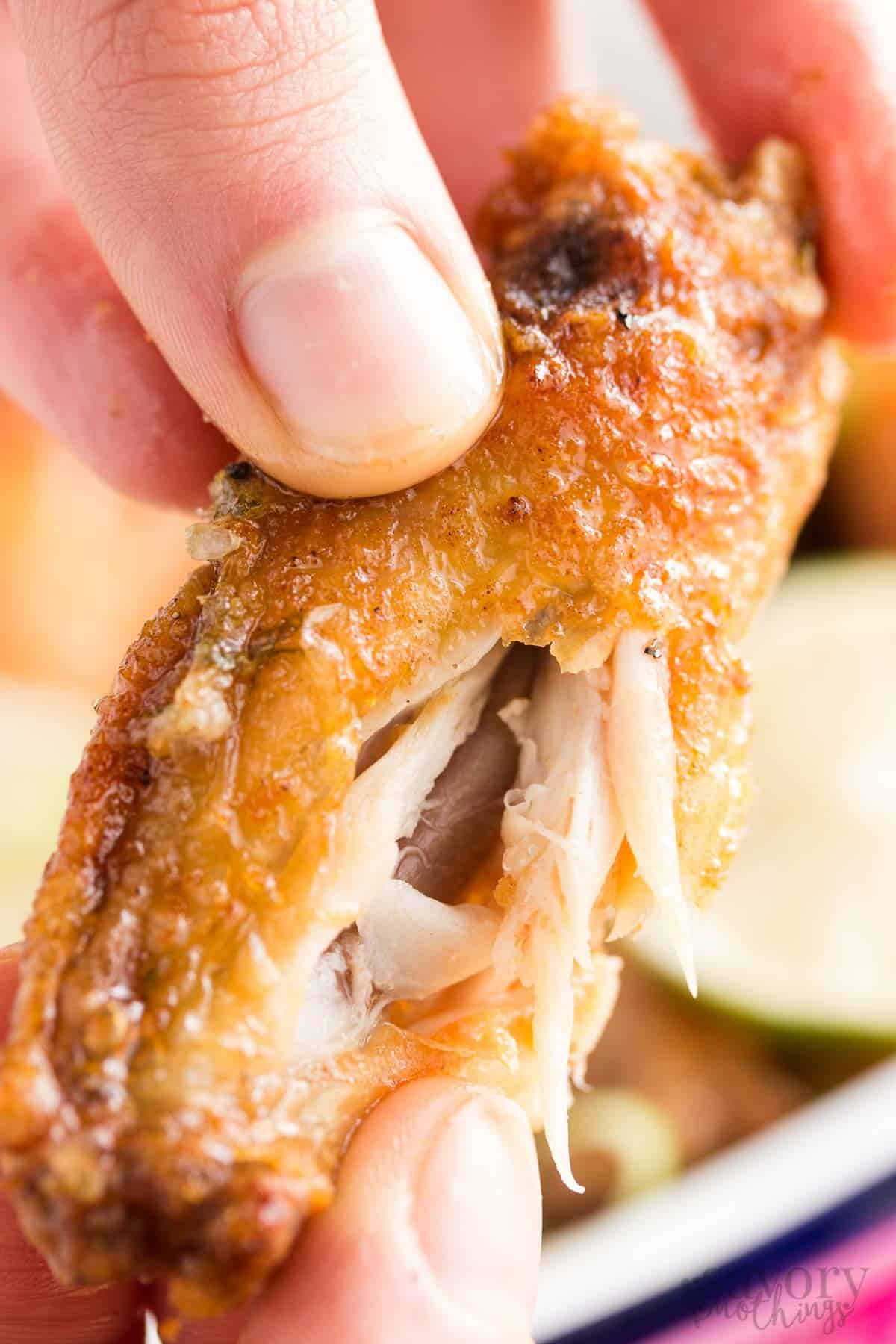 close up photo of crispy chicken wing