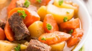A flavorful Irish Beef Stew you can make in your slow cooker! The long cooking time really allows the flavors to melt together.
