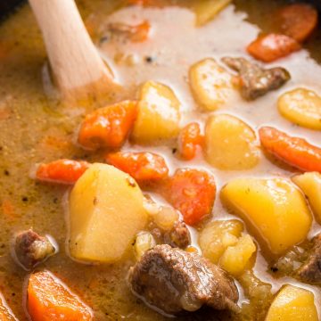 Irish beef stew in crock