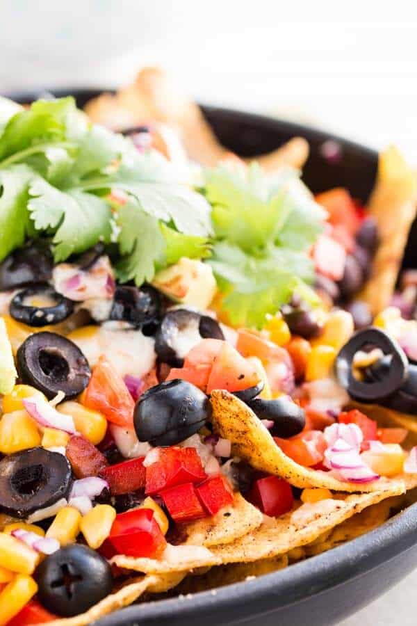 close up photo of vegetarian nachos