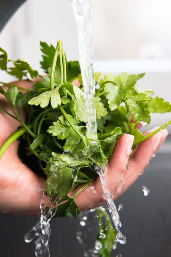 Washing herbs