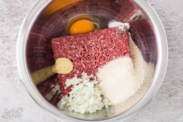 ingredients for meatballs in bowl