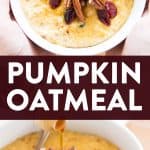 photo collage of pumpkin oatmeal