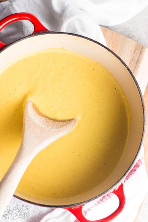 top down view on butternut squash sauce