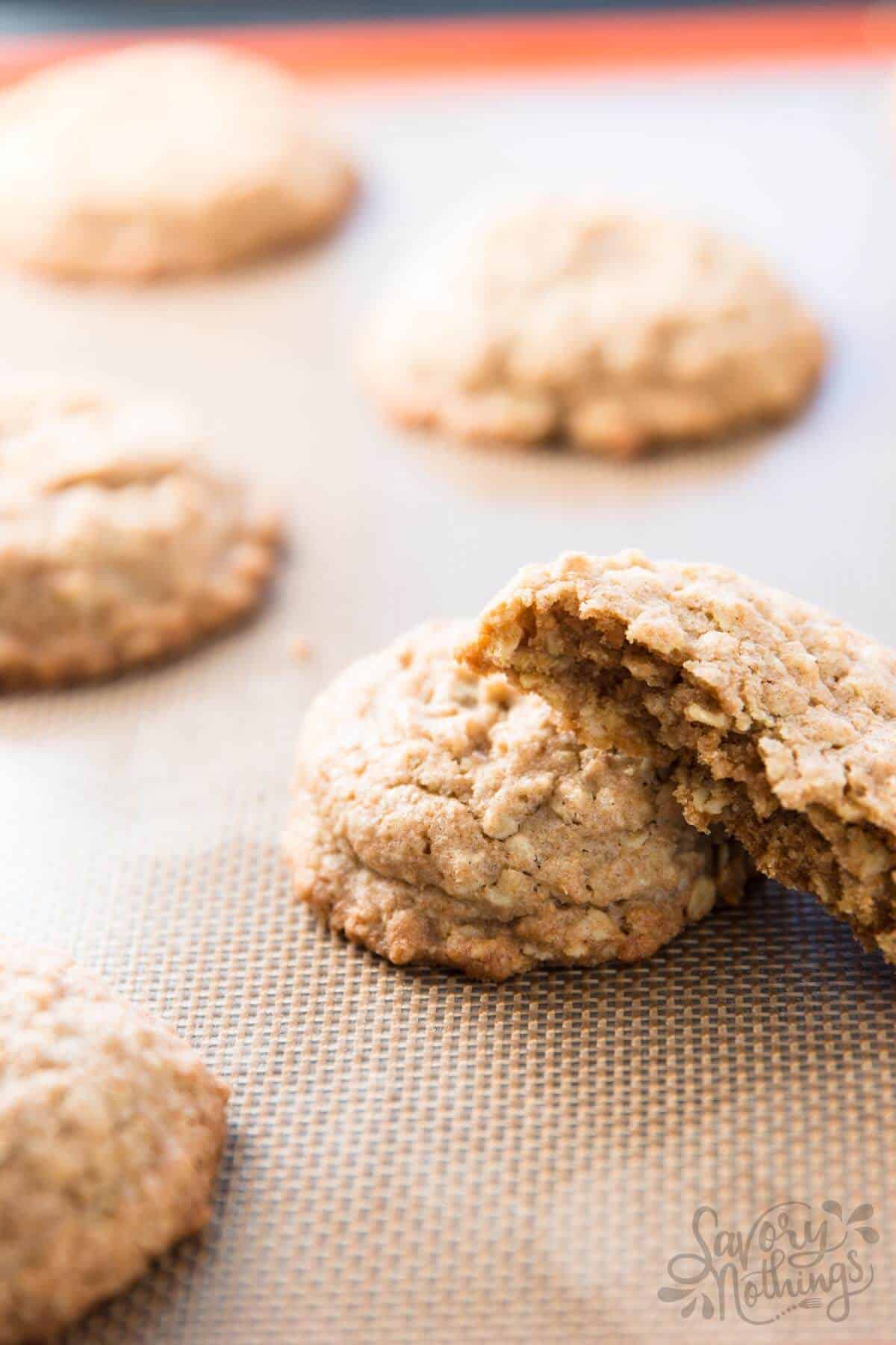 oatmeal cookies on cookie sheet