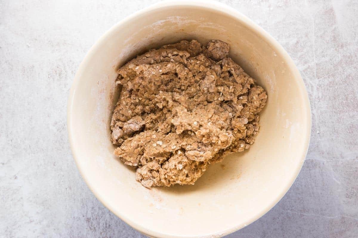 finished oatmeal cookie dough in bowl