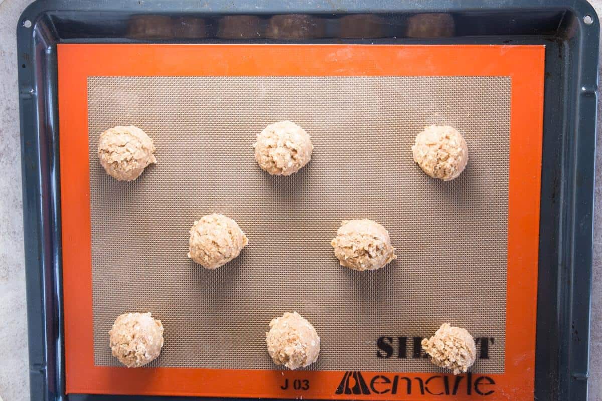 raw oatmeal cookies on cookie sheet