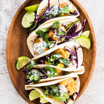 Crispy Oven Fried Shrimp Tacos - Healthy Dinner Recipe