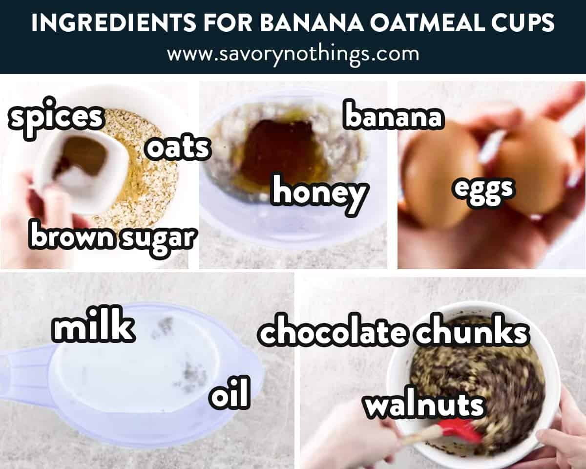 photo collage of oatmeal cup ingredients