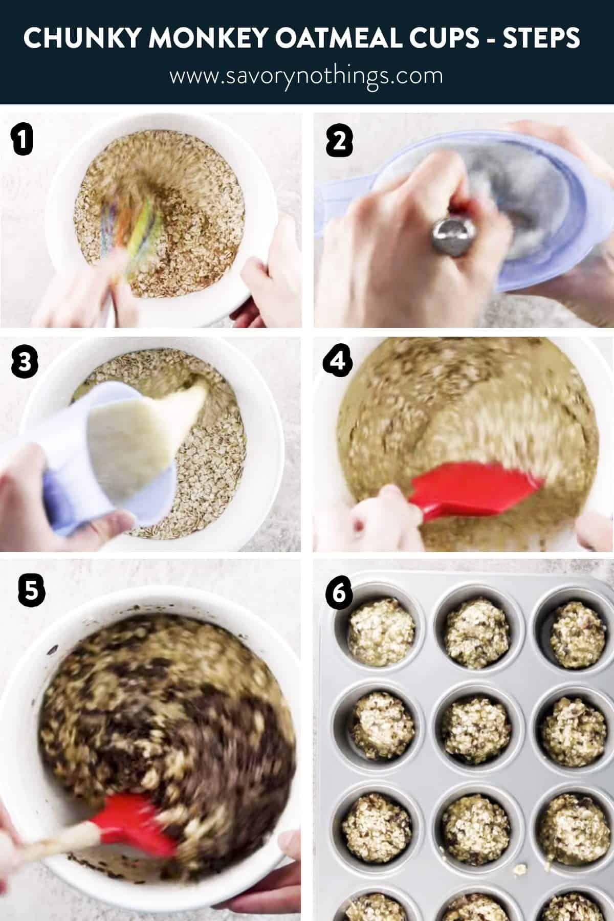 photo collage of oatmeal cup steps