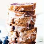 stack of lemon blueberry banana bread slices