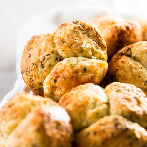 close up photo of garlic parmesan monkey bread