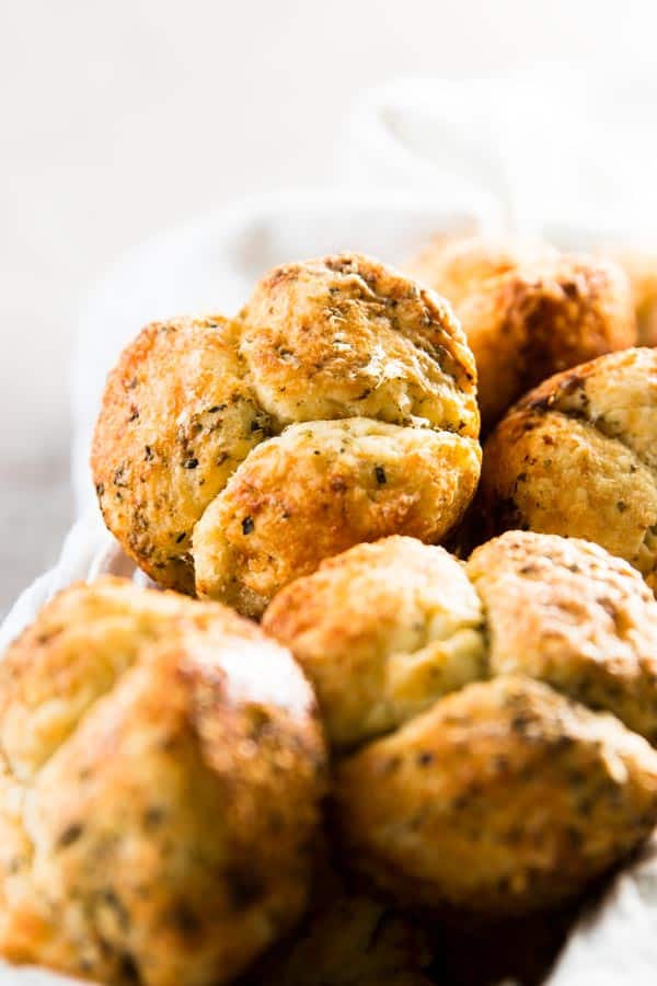 close up photo of garlic parmesan monkey bread