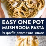 photo collage of mushroom pasta