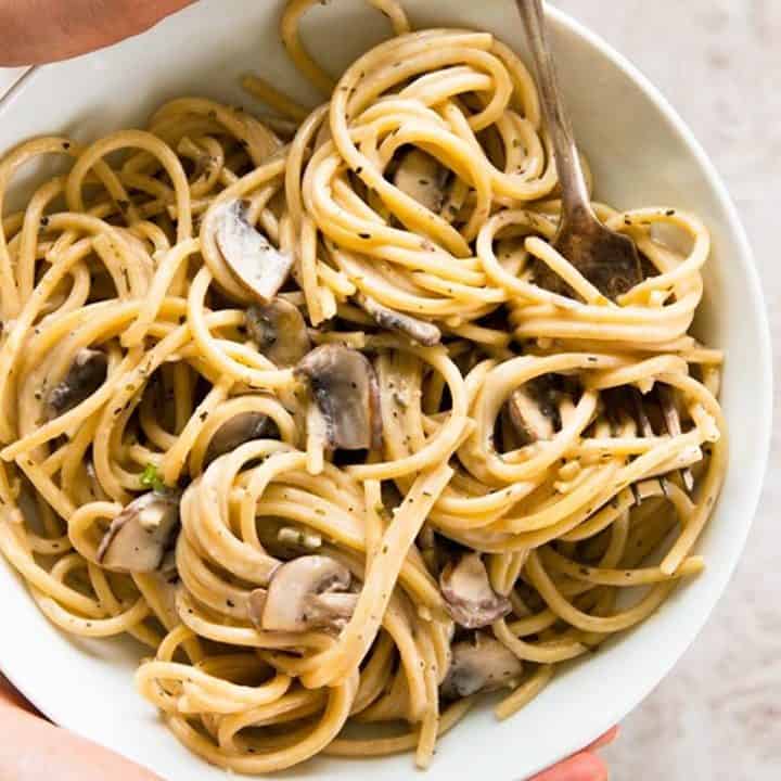 One Pot Garlic Butter Parmesan Mushroom Pasta Savory Nothings