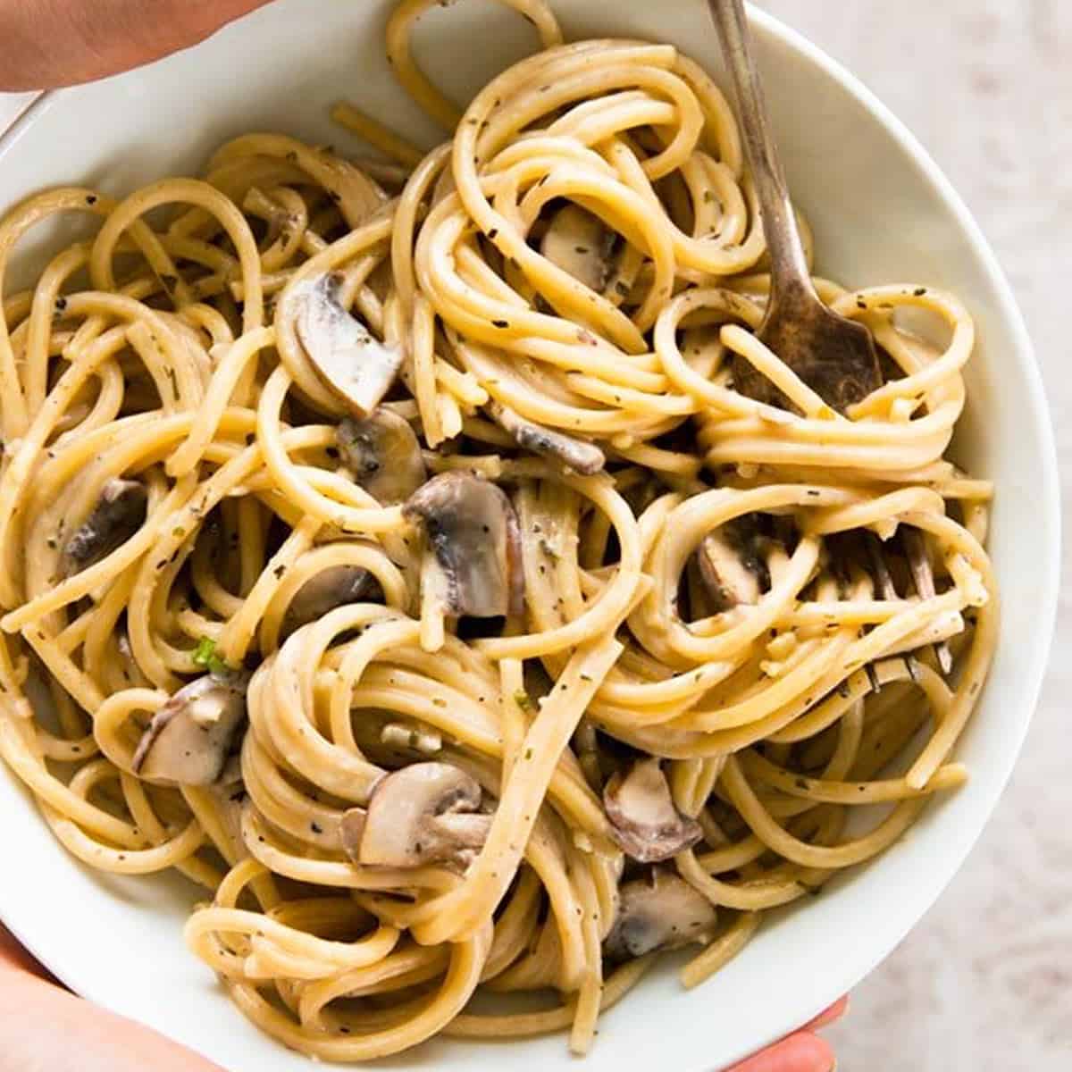 One Pot Garlic Butter Parmesan Mushroom Pasta | Savory Nothings