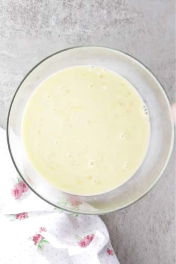 glass bowl filled with custard for French toast