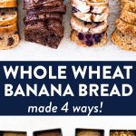 photo collage of whole wheat banana bread