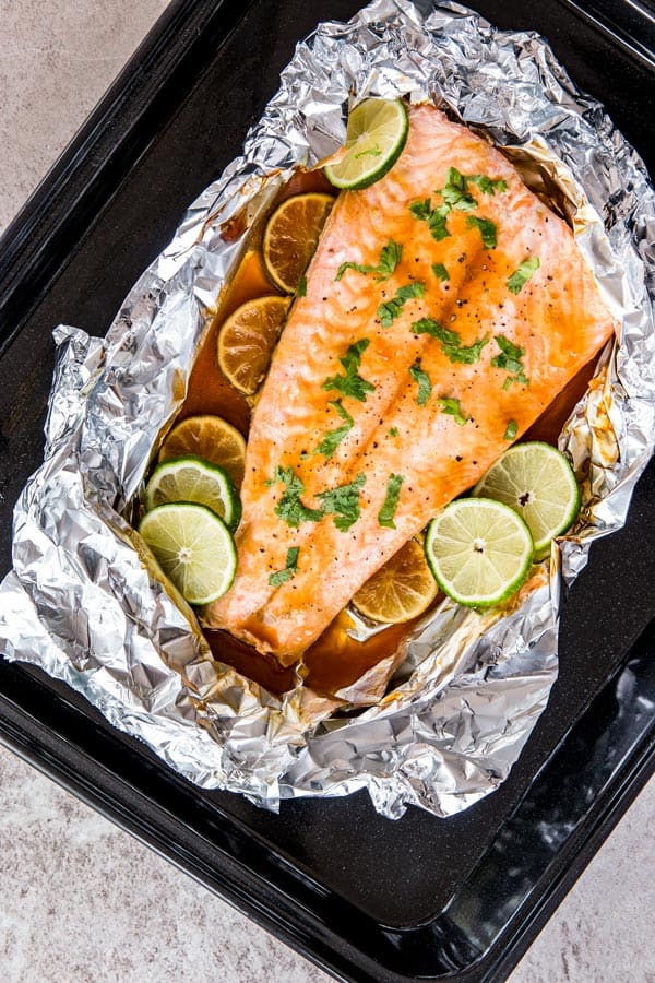 Honey Teriyaki Lime Salmon Baked in Foil Recipe