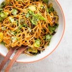 sweet potato noodle salad in salad bowl