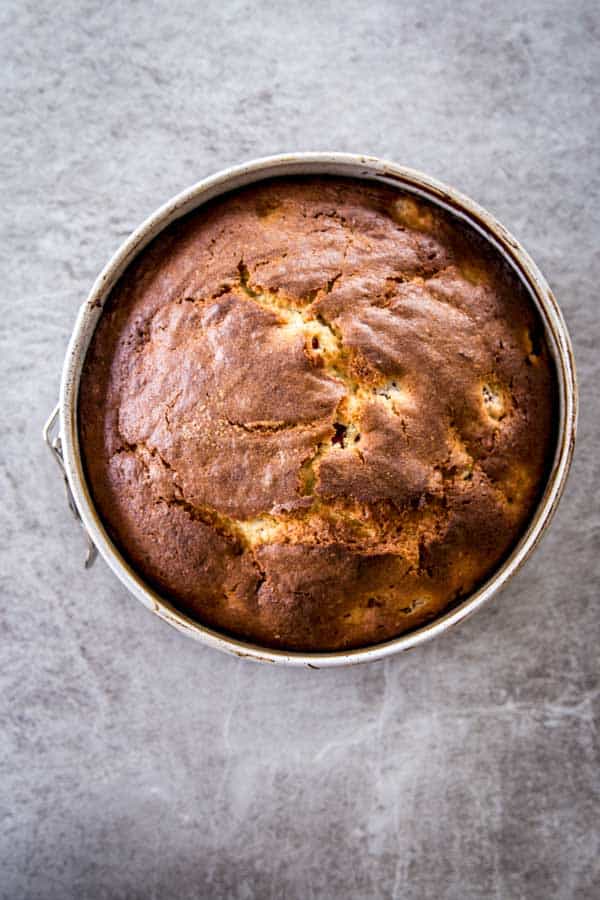 Yogurt raspberry cake fresh out of the oven.