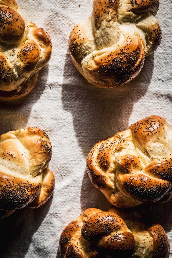 Small Challah bread rolls.