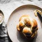 Eating Challah bread or Swiss Zopf for breakfast.