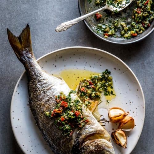 Whole Roasted Fish With Oregano, Parsley, and Lemon Recipe
