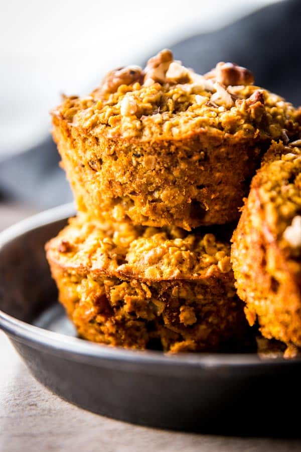 close up photo of pumpkin baked oatmeal