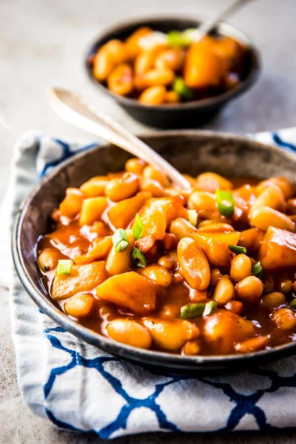 Crock Pot Baked Beans in Pineapple BBQ Sauce Savory Nothings