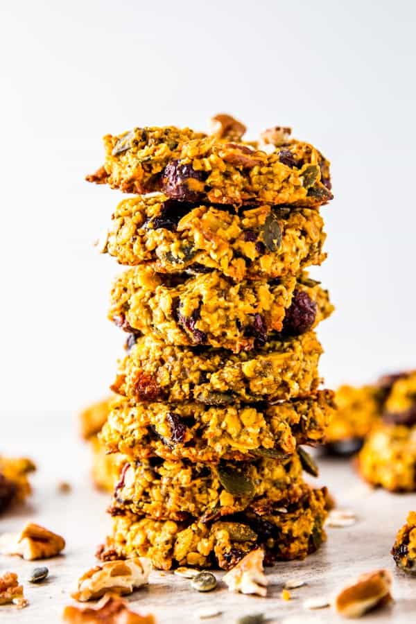 stack of pumpkin breakfast cookies