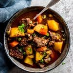 crock pot beef stew on a plate