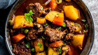 crock pot beef stew on a plate