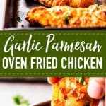 Garlic Parmesan Crispy Oven Fried Chicken Pin Image 1
