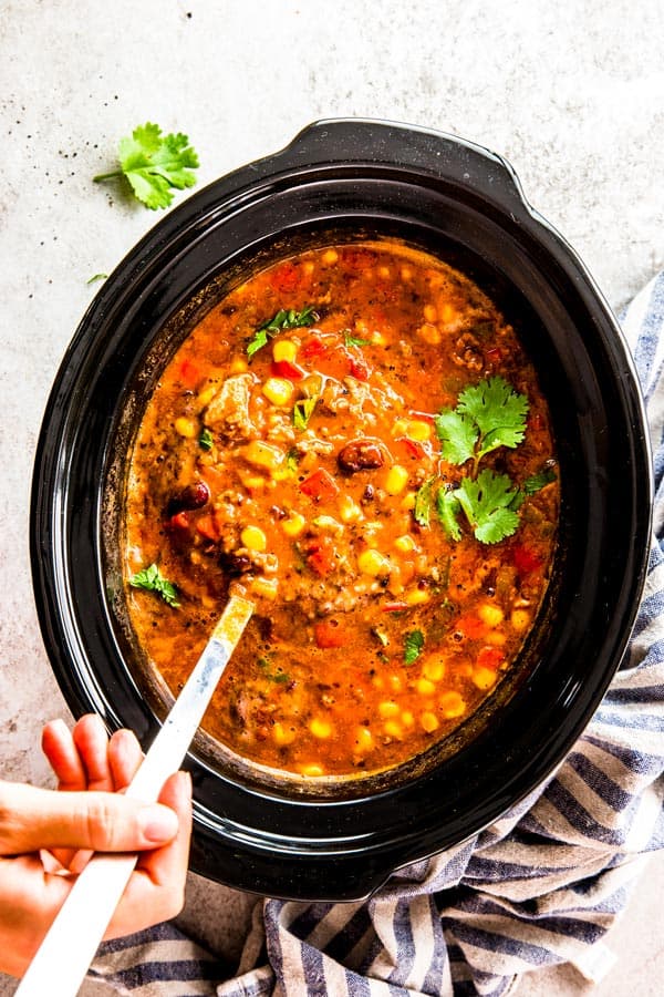 Healthy Slow Cooker Chili - Easy Crock Pot Recipe | Savory Nothings