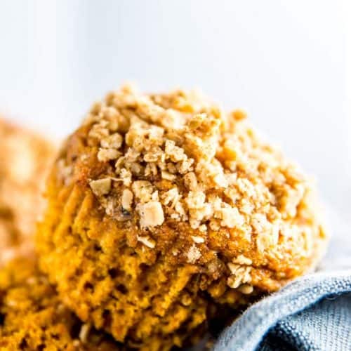 healthy pumpkin muffin on black napkin